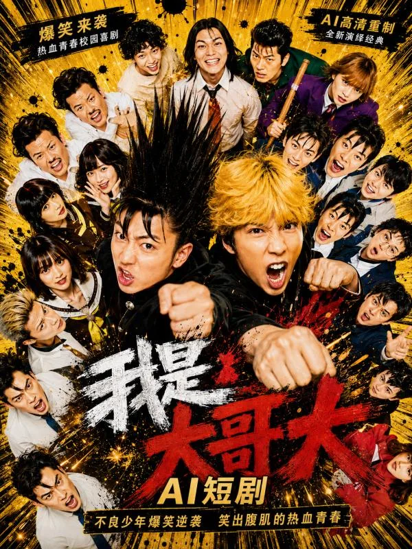 我是大哥大 电影里 大哥和桥本环奈 清野菜名 两个美女在别墅里暧昧纠缠 ai短剧 ai成人 海报