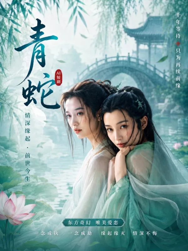 青蛇 张曼玉 王祖贤 白蛇青蛇姐妹与许仙肢体纠缠情欲升温 妖娆古风暧昧 ai短剧 海报