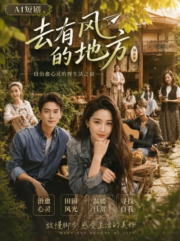 去有风的地方 刘亦菲 乡村生活里与男主角肢体纠缠情欲升温 治愈暧昧戏码 ai短剧 ai成人 田园爱情隐秘激情故事让人放松心动 海报
